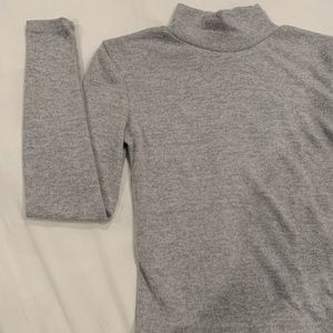 ZARA Grey Mock Neck Long Sleeve Top